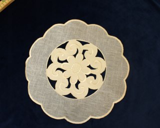 Serwetka serweta koło ecru krem a'la len lniana kwiat śr. 30cm do koszyczka