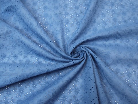 Batyst bawełniany haftowany jeansowy wzór kwiatki Batyst bawełniany haftowany jeansowy wzór kwiatki