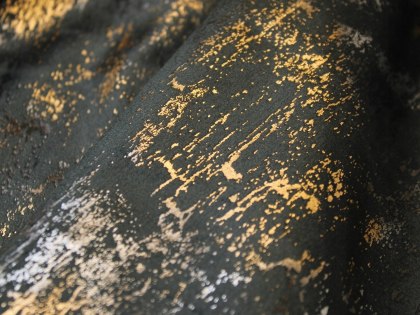 Tkanina dekoracyjna aksamit marmurek czarno złoty szer. 280 cm