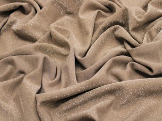 Dzianina elastyczna błyszcząca BEŻ SREBRNA NITKA