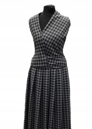 Dzianina z wiskozą PEPITKA szaro-czarna