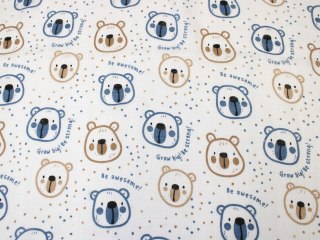 Tkanina TETRA bawełniana wzór misie niebiesko-beżowe szer. 80 cm