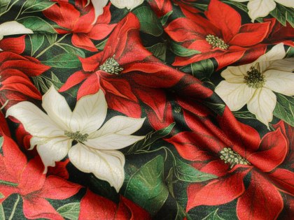 Tkanina świąteczna lurex wzór gwiazda betlejemska