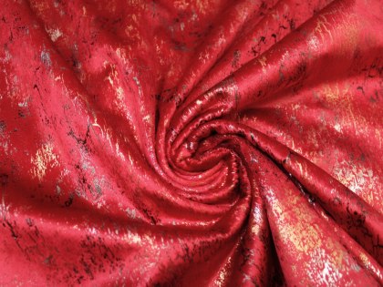 Tkanina dekoracyjna aksamit welur marmurek czerwień srebro szer. 280 cm 0,5mb