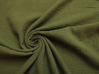 Muślin bawełniany double gaze zieleń khaki