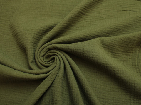Muślin bawełniany double gaze zieleń khaki
