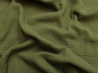 Muślin bawełniany double gaze zieleń khaki