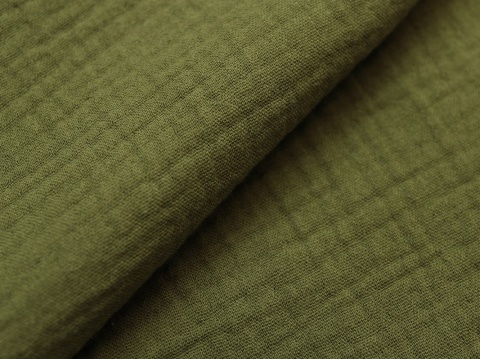 Muślin bawełniany double gaze zieleń khaki