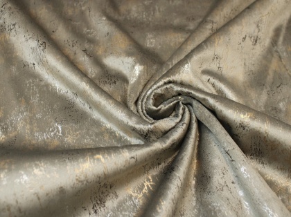 Tkanina dekoracyjna aksamit marmurek szary złoto szer. 280 cm