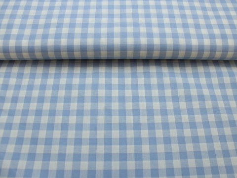 BAWEŁNA W KRATKE BIAŁO-NIEBIESKA 1 CM
