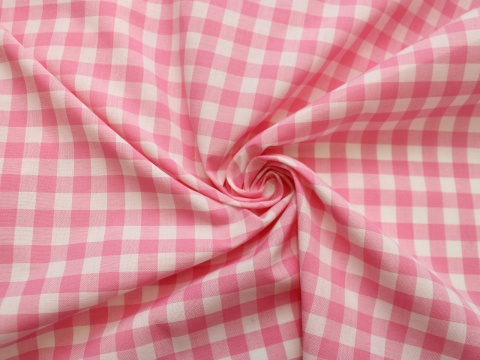 BAWEŁNA W KRATKE RÓŻOWO BIAŁA 1 CM