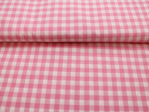 BAWEŁNA W KRATKE RÓŻOWO BIAŁA 1 CM