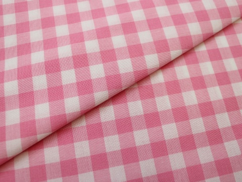 BAWEŁNA W KRATKE RÓŻOWO BIAŁA 1 CM