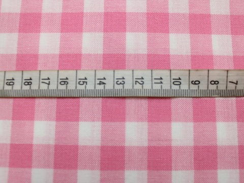 BAWEŁNA W KRATKE RÓŻOWO BIAŁA 1 CM