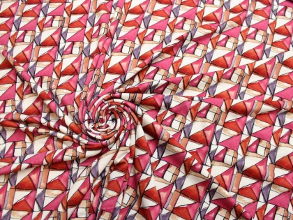 DZIANINA WISKOZOWA WZÓR ROMBY RÓŻ FIOLET