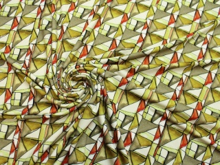 DZIANINA WISKOZOWA WZÓR ROMBY ZIELONO RUDE