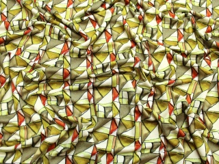 DZIANINA WISKOZOWA WZÓR ROMBY ZIELONO RUDE