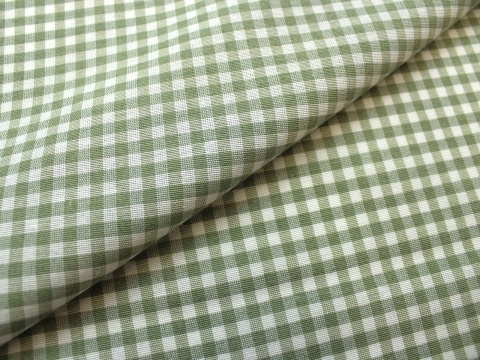 tkanina w krateczkę z bawełną kratka biała szałwia szer. 280