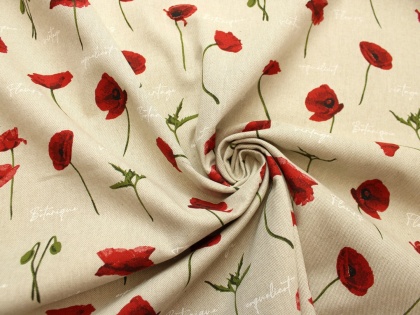 BAWEŁNA MAKI CZERWONE SZER. 280 CM