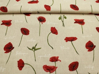 BAWEŁNA MAKI CZERWONE SZER. 280 CM