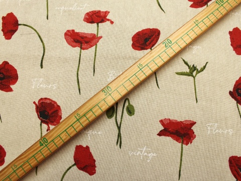 MATERIAŁ BAWEŁNA MAKI CZERWONE SZER. 280 CM