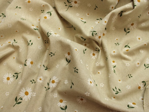 MATERIAŁ BAWEŁNA STOKROTKI NA BEŻU SZER. 280 CM