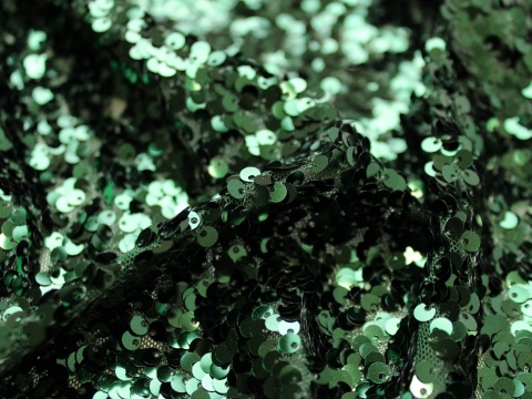 Materiał cekinowy cekiny na tiulu zielone butelka