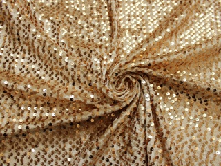 Materiał cekinowy cekiny na welurze beżowo złote