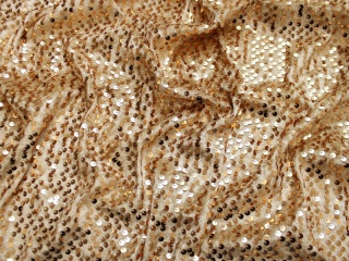 Materiał cekinowy cekiny na welurze beżowo złote