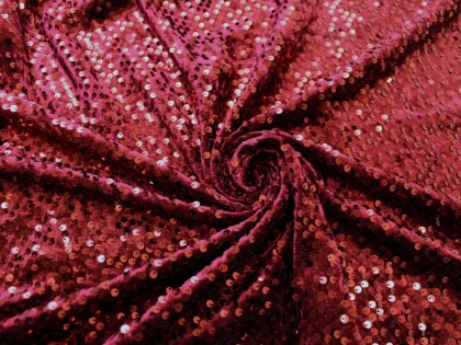 Materiał cekinowy cekiny na welurze bordo