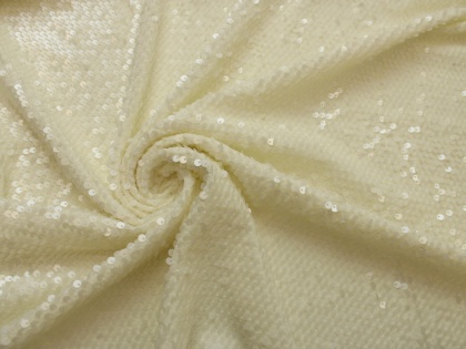 Materiał cekinowy cekiny na welurze kremowe ecru