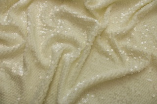 Materiał cekinowy cekiny na welurze kremowe ecru