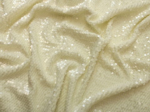 Materiał cekinowy cekiny na welurze kremowe ecru