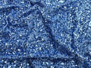 Materiał cekinowy cekiny na welurze niebieskie błękitne