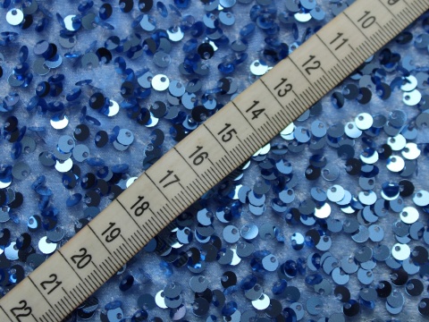 Materiał cekinowy cekiny na welurze niebieskie błękitne