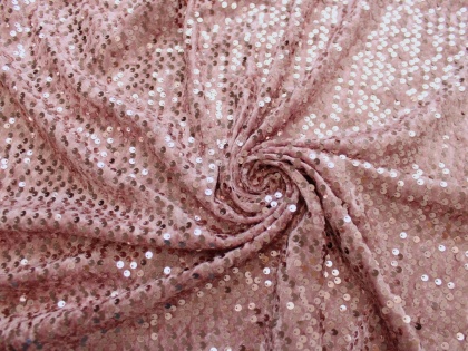 Materiał cekinowy cekiny na welurze różowe pudrowy róż