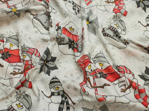 Tkanina bawełniana świąteczna bałwanki