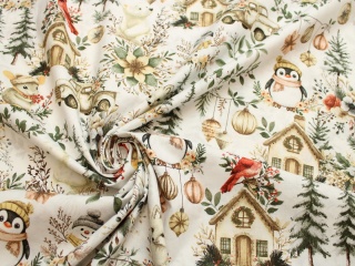 Tkanina bawełniana świąteczna świąteczne zwierzątka