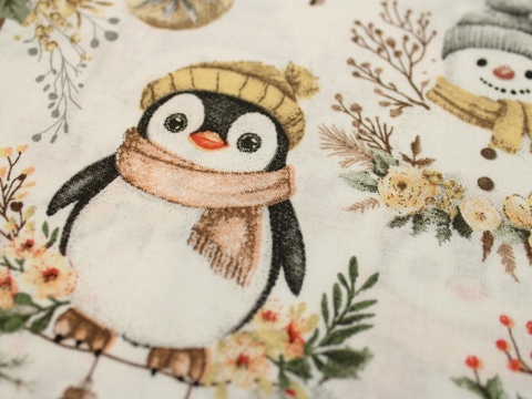 Tkanina bawełniana świąteczna urocze bałwanki