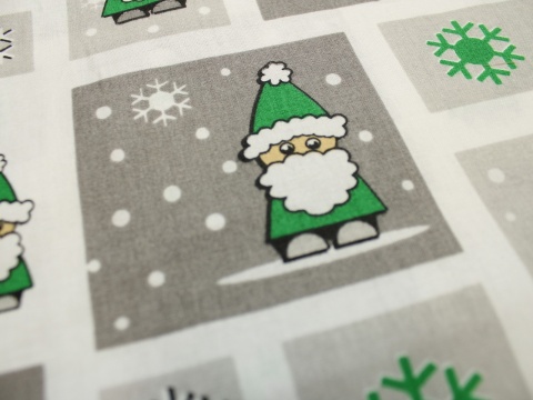 Tkanina bawełniana świąteczna zielone krasnale