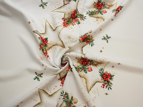 Tkanina obrusowa plamoodporna świąteczna gwiazda betlejemska