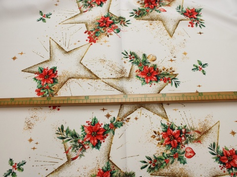 Tkanina obrusowa plamoodporna świąteczna gwiazda betlejemska