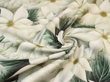 Tkanina obrusowa zasłonowa świąteczna gwiazda betlejemska miętowa