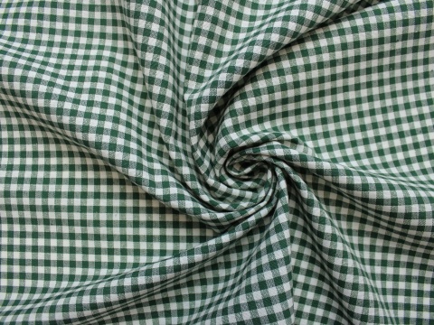 dekoracyjna tkanina w krateczkę z bawełną kratka biało zielona szer. 280
