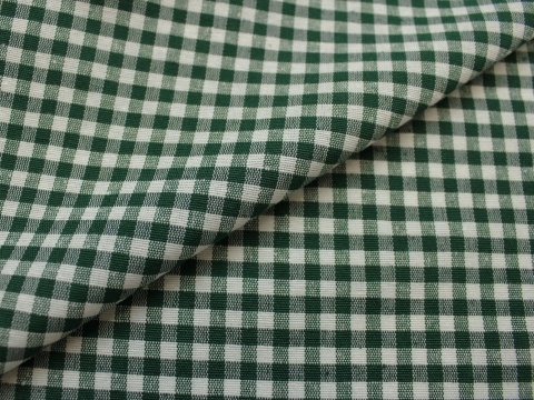 dekoracyjna tkanina w krateczkę z bawełną kratka biało zielona szer. 280