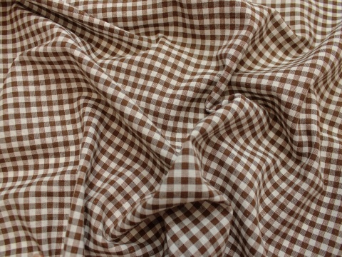 dekoracyjna tkanina w krateczkę z bawełną kratka brązowo-biała szer. 280
