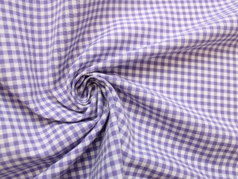 dekoracyjna tkanina w krateczkę z bawełną kratka fioletowo-biała szer. 280