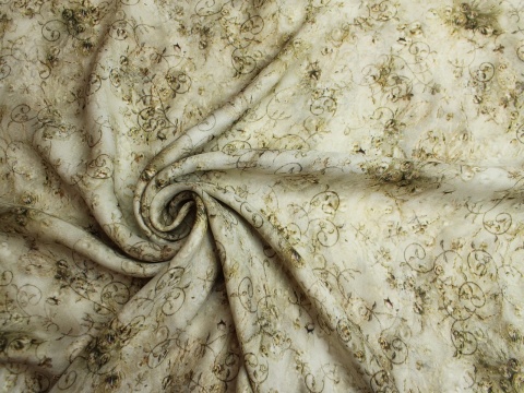 krepa jedwabna wzór drobny na beżu jedwab naturalny 100%
