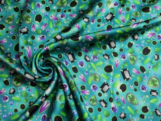 SATYNA JEDWABNA WZÓR KAMIENIE NA TURKUSIE
