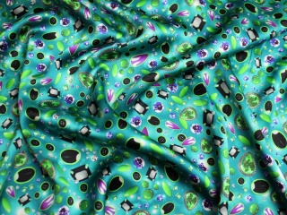 SATYNA JEDWABNA WZÓR KAMIENIE NA TURKUSIE